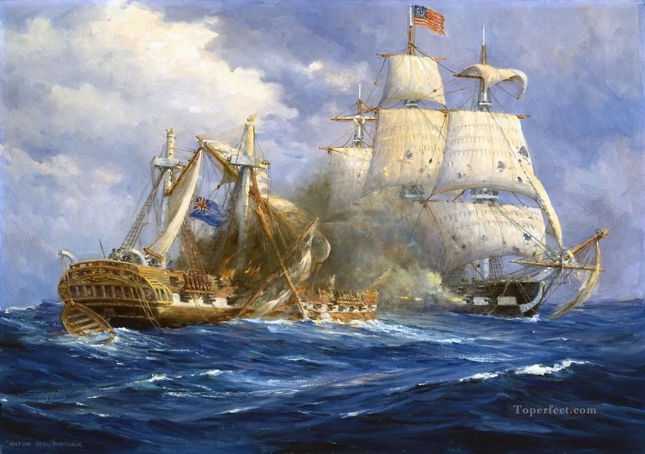 sea battle to America Oil Paintings